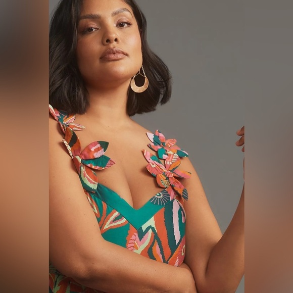 Farm Rio x Anthropologie Pleated Palm Midi Dress - Picture 6 of 10